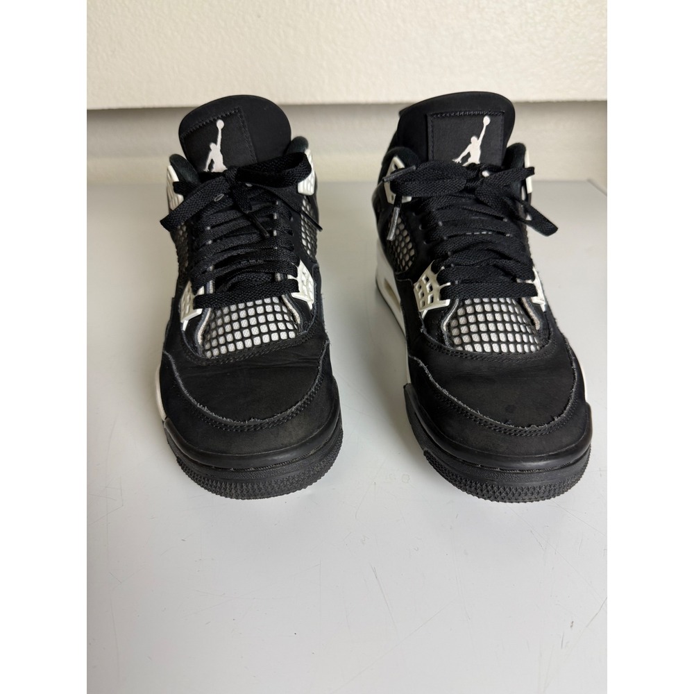 Air Jordan 4 Retro Suede White Thunder Black White Sneakers Mens Size 7.5